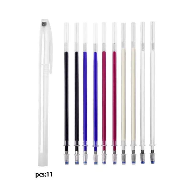 10-21pcs Heat Erasable Magic Marker Pen Fabric Pencil Temperature Disappearing Marker Pens Line Marking DIY Craft Sewing Parts