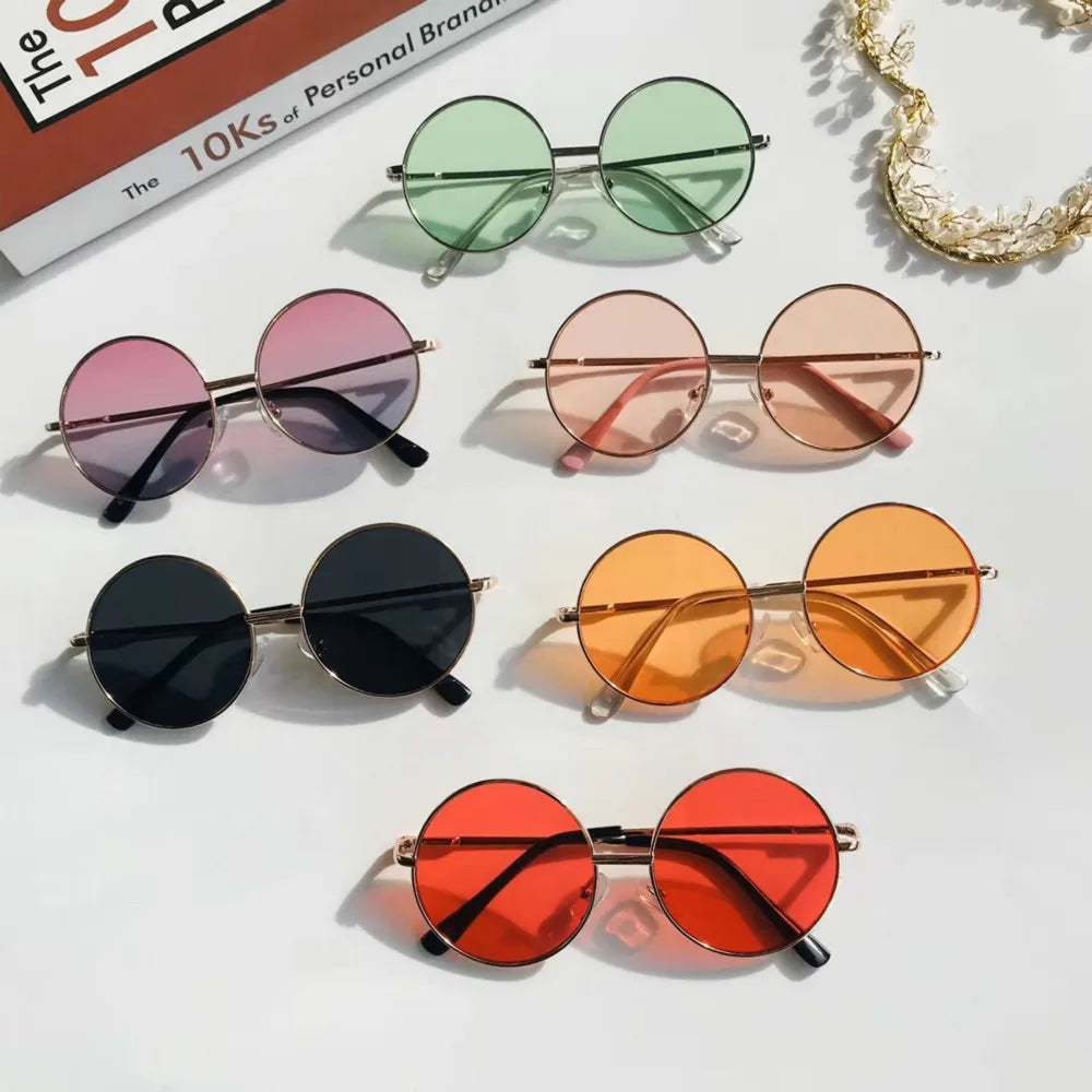 Retro Round Sunglasses Children 2-8 Years Old Baby Glasses British Style Metal Sun Sunglasses Visor Mirror Uv400