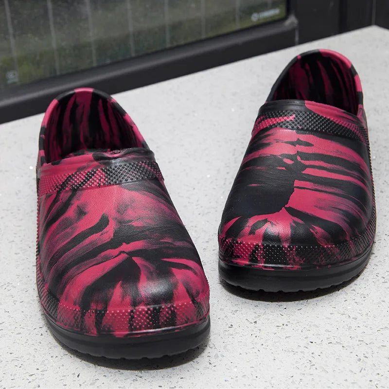 High Quality EVA Chef Shoes Non-slip Waterproof Oil-Proof Kitchen Cook Flat Working Shoes Hotel Restaurant Clogs Men Multicolor