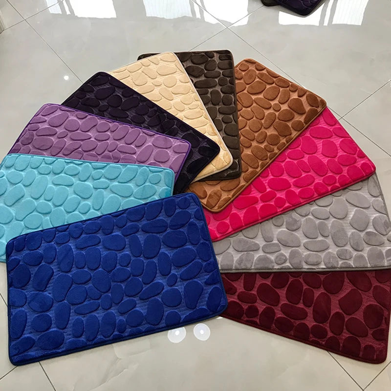 Cobblestone Embossed Bathroom Bath Mat Non-slip Carpets In Wash Basin Bathtub Side Floor Rug Shower Room Doormat Memory Foam Pad
