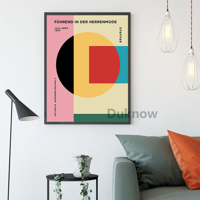 Bauhaus Museum Exhibition Posters and Prints Gallery Wall Art Pictures , Herbert Bayer Art Canvas Painting for Living Room Decor