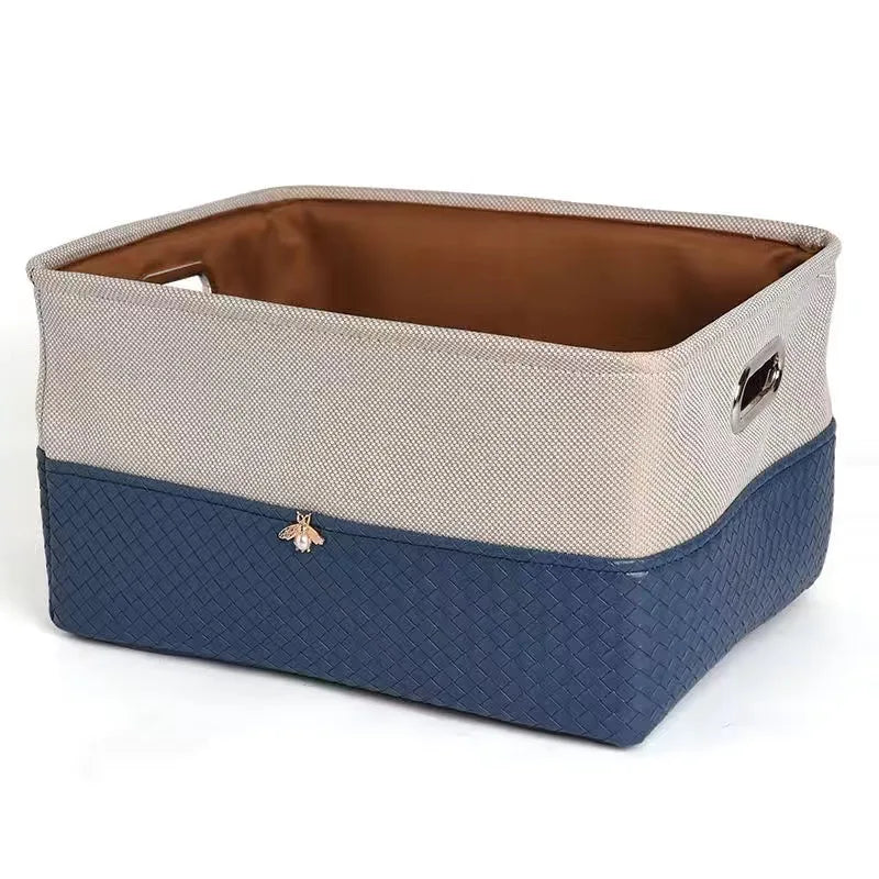 Foldable Storage Basket Organizer Toys Box Sundries Book Snack Desk Organizer Clothes Basket PU Laundry Hamper Home Decor