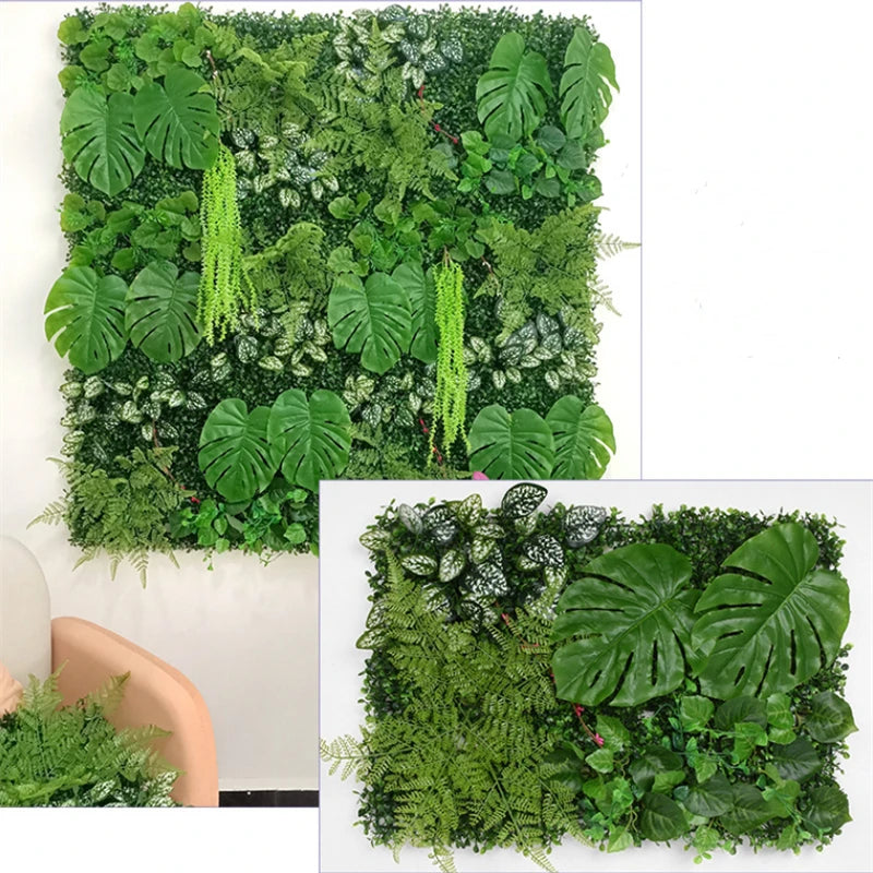 40x60cm Green Artificial Plants Wall Panel Plastic Outdoor Lawns