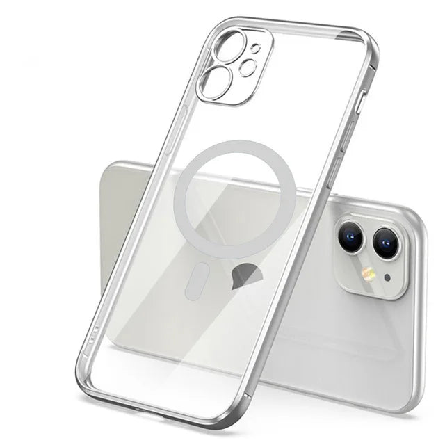 Luxury Plating Silicone Magnet Case For iPhone 14 13 12 11 Pro Max 12 13Mini Wireless Charger Magsafing Electroplate Soft Covers