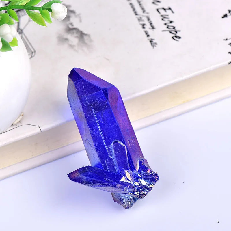 1PC 100% Natural Crystal Quartz Electroplated Colourful Column Reiki Mineral Ore Or Ornaments Aquarium Home Decor Healing Stone