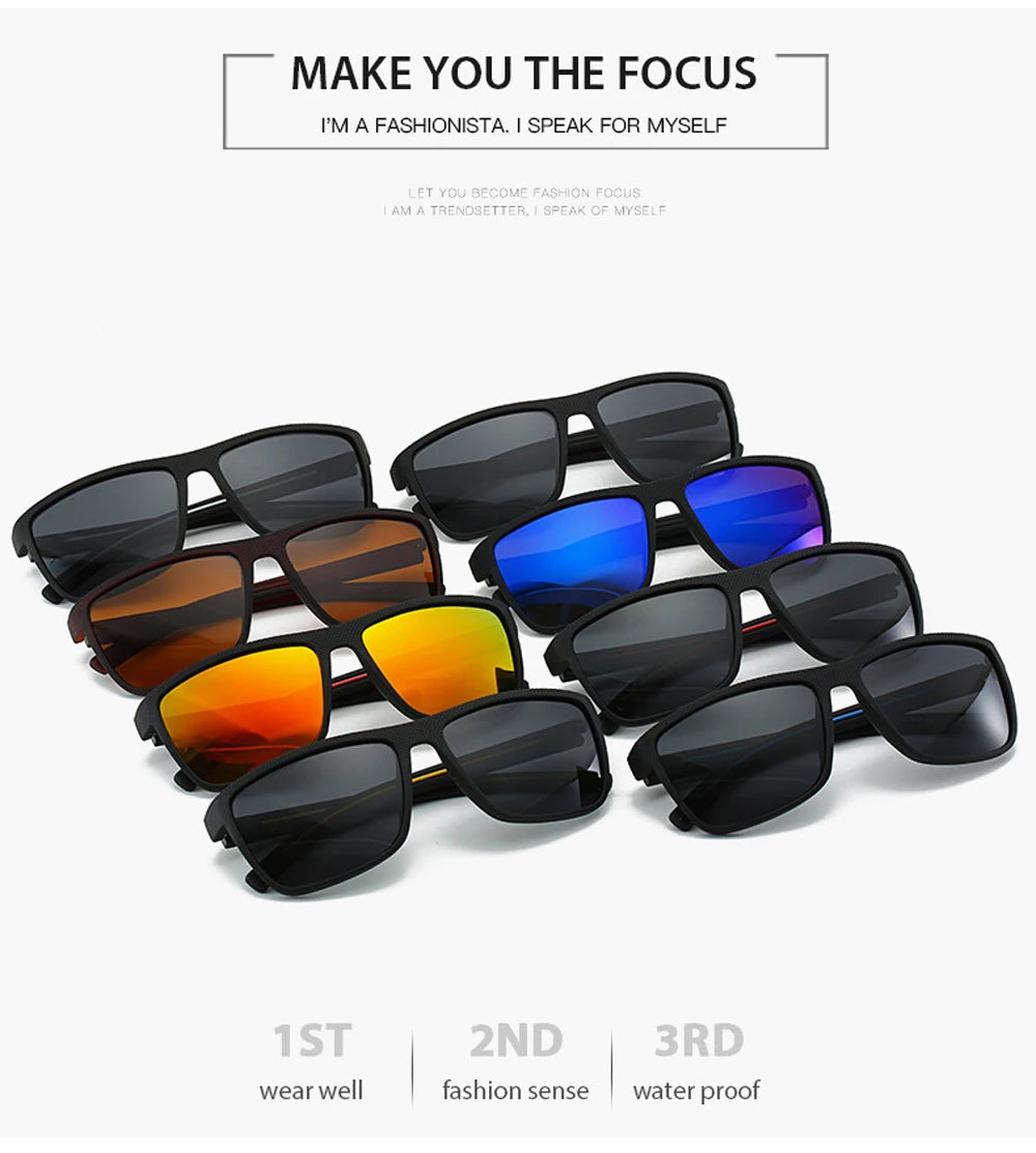 MUSELIFE Polarized Sunglasses for Men - Fashion Square Design Driving Eyewear in Plastic - Oculos de Sol for Travel