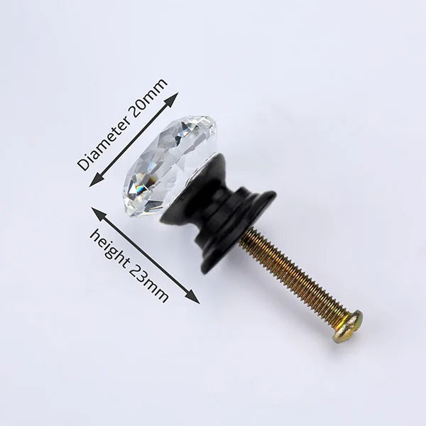 NAIERDI 20mm 30mm Diamond Crystal Glass Knobs Cupboard Pulls Drawer Knobs Kitchen Cabinet Handles Modern Style Furniture Pulls