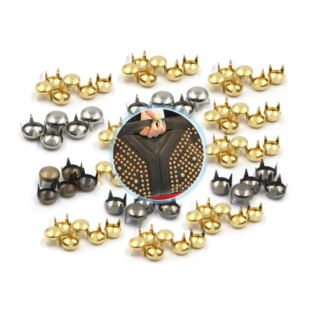 100pcs 2.5-16mm Round Dome Rivets Spike Studs Spots Nailhead Punk Rock DIY Leather Craft For Shoes Clothing Bag Parts Decoration