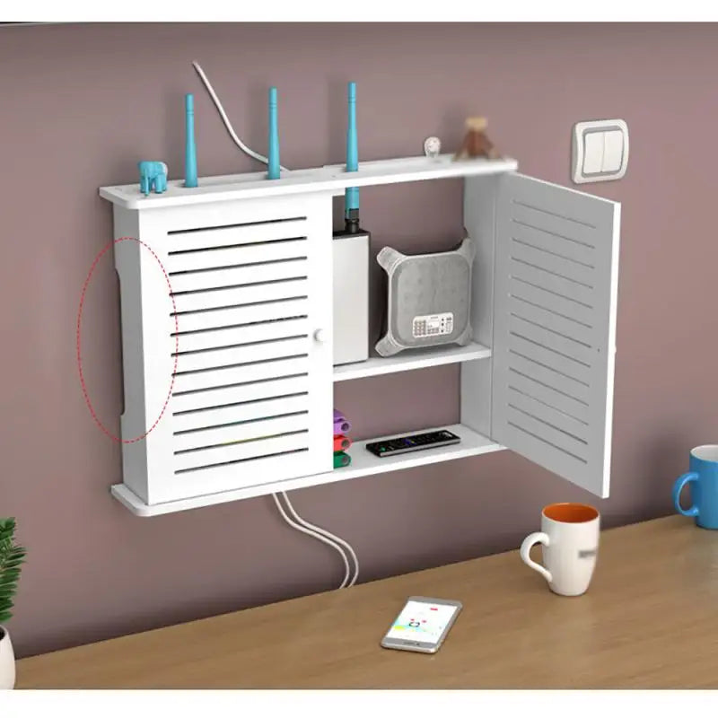 Punch-free Double Layers Wall Shelf TV set-top Box Rack Living Room Router Wall Hanging Storage Box Wireless Wifi Router Shelf