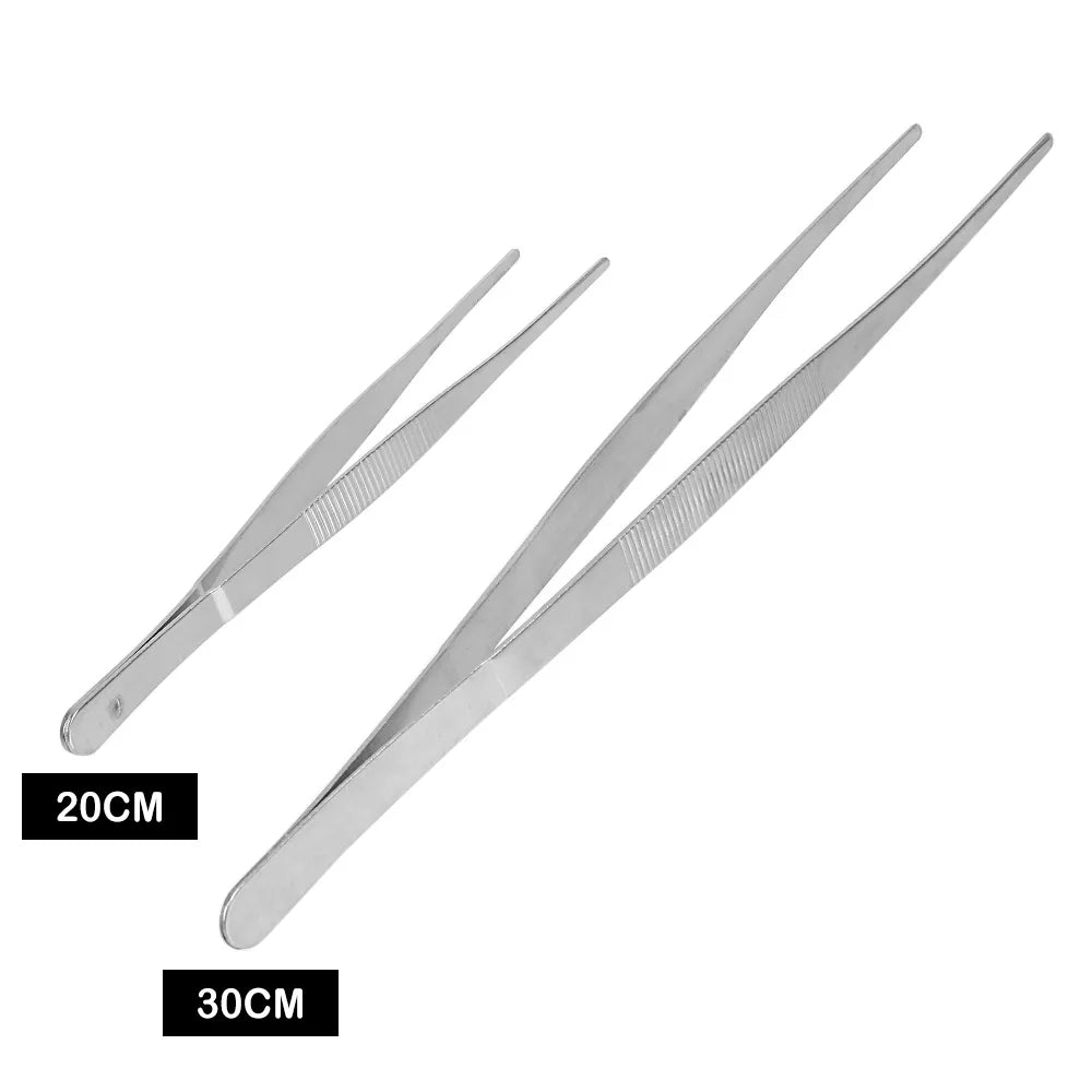 20CM/30CM Long Barbecue  Food Tong Stainless Steel Home Medical Garden Kitchen BBQ Tool Toothed Tweezer Straight  Tweezer