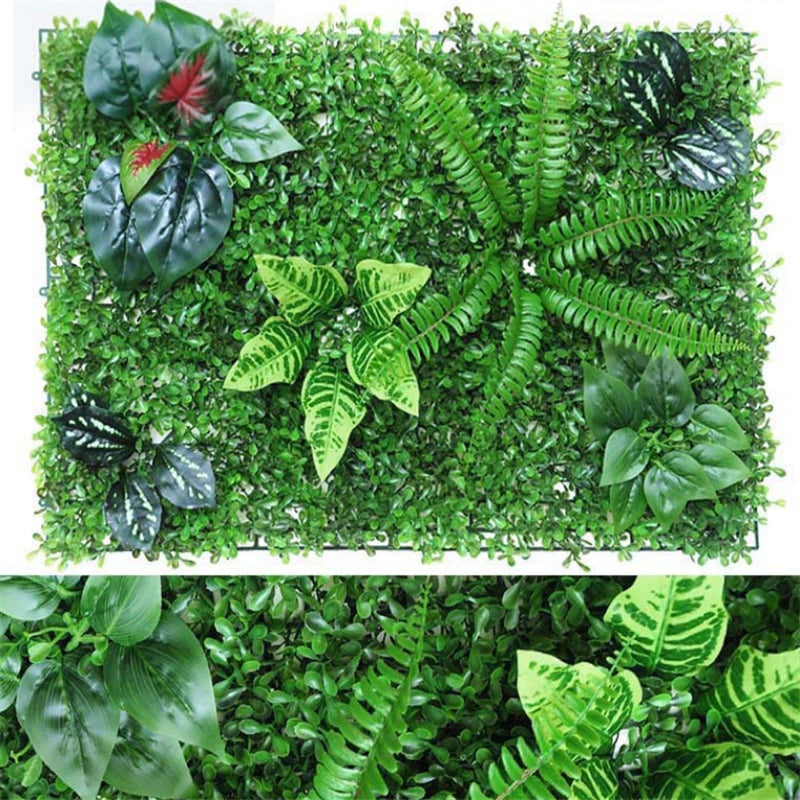 40x60cm Green Artificial Plants Wall Panel Plastic Outdoor Lawns