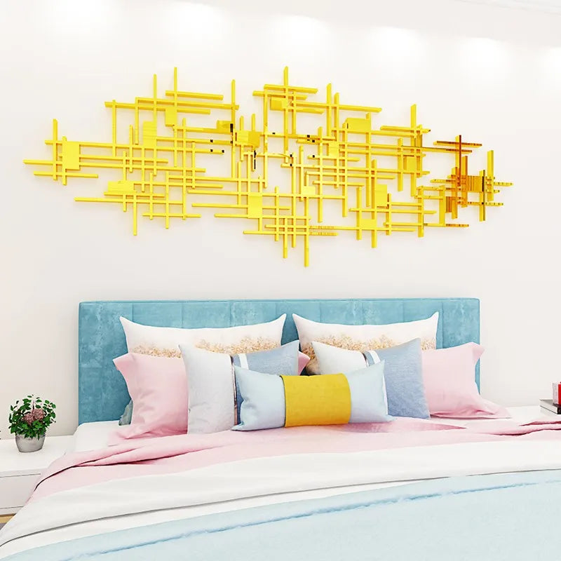 Simple Line Geometry Mirror Acrylic Wall Stickers, Living Room Wall Decoration, Originality 3D, DIY Home Decor