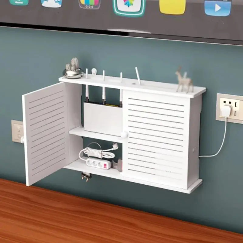 Punch-free Double Layers Wall Shelf TV set-top Box Rack Living Room Router Wall Hanging Storage Box Wireless Wifi Router Shelf