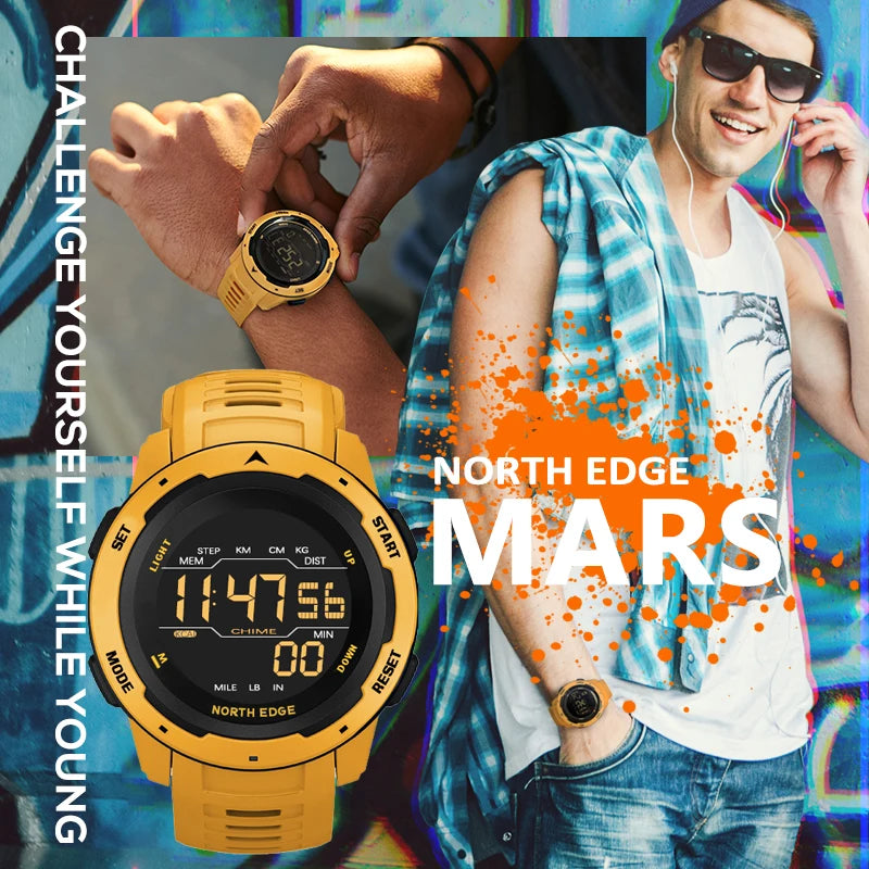 NORTH EDGE Mens Smart Watch Women Sportswatch Dual Time