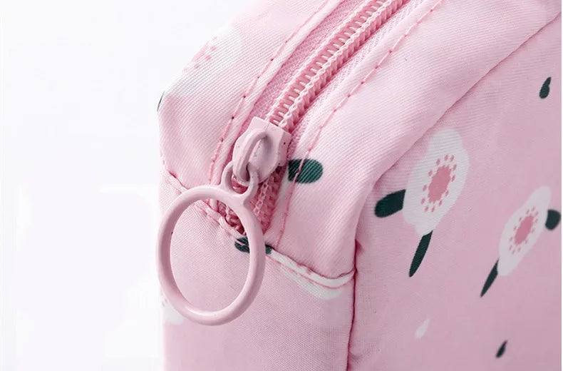 Women Girls Kawaii Napkin Sanitary Pads Bag Pouch Organizer Cosmetic Makeup Tampon Bags Cute Travel Gadgets Lipstick Storage Bag