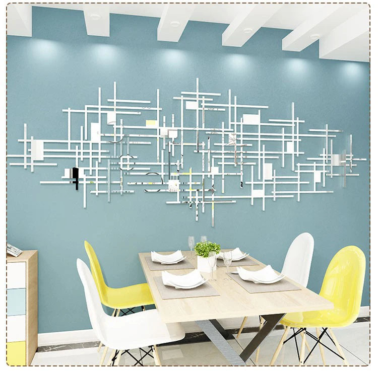 Simple Line Geometry Mirror Acrylic Wall Stickers, Living Room Wall Decoration, Originality 3D, DIY Home Decor