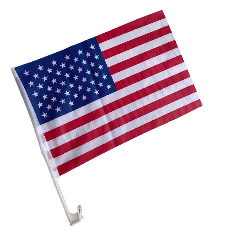 Aerlxemrbrae  Customized 30x45cm  car flags polyester fiber flags with 45cm plastic flagpoles