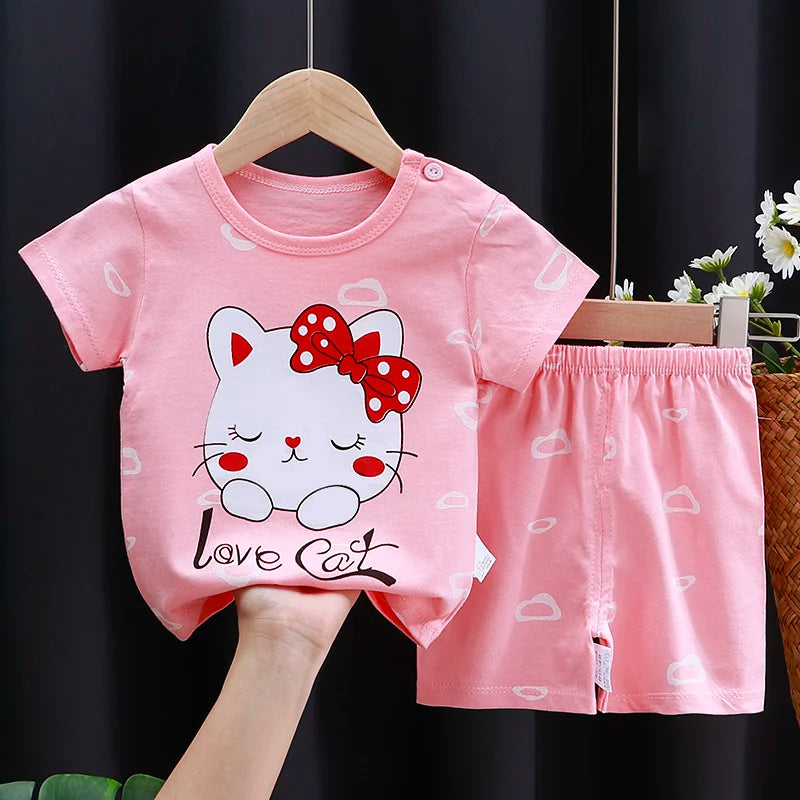 Kids Clothes Set Baby Boy/Girl T-Shirt + Shorts Summer Clothing