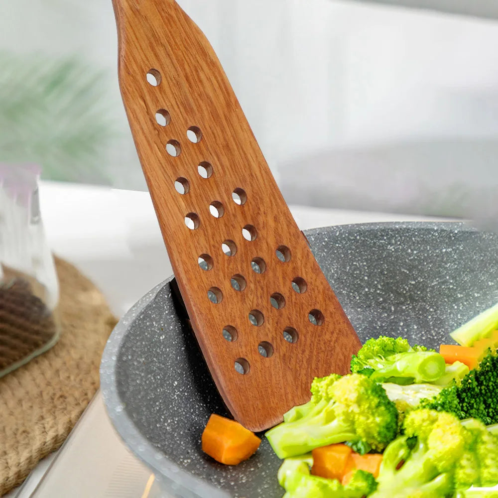Filter Shovel Kitchen Cooking Tool Frying Steak Shovel Wooden