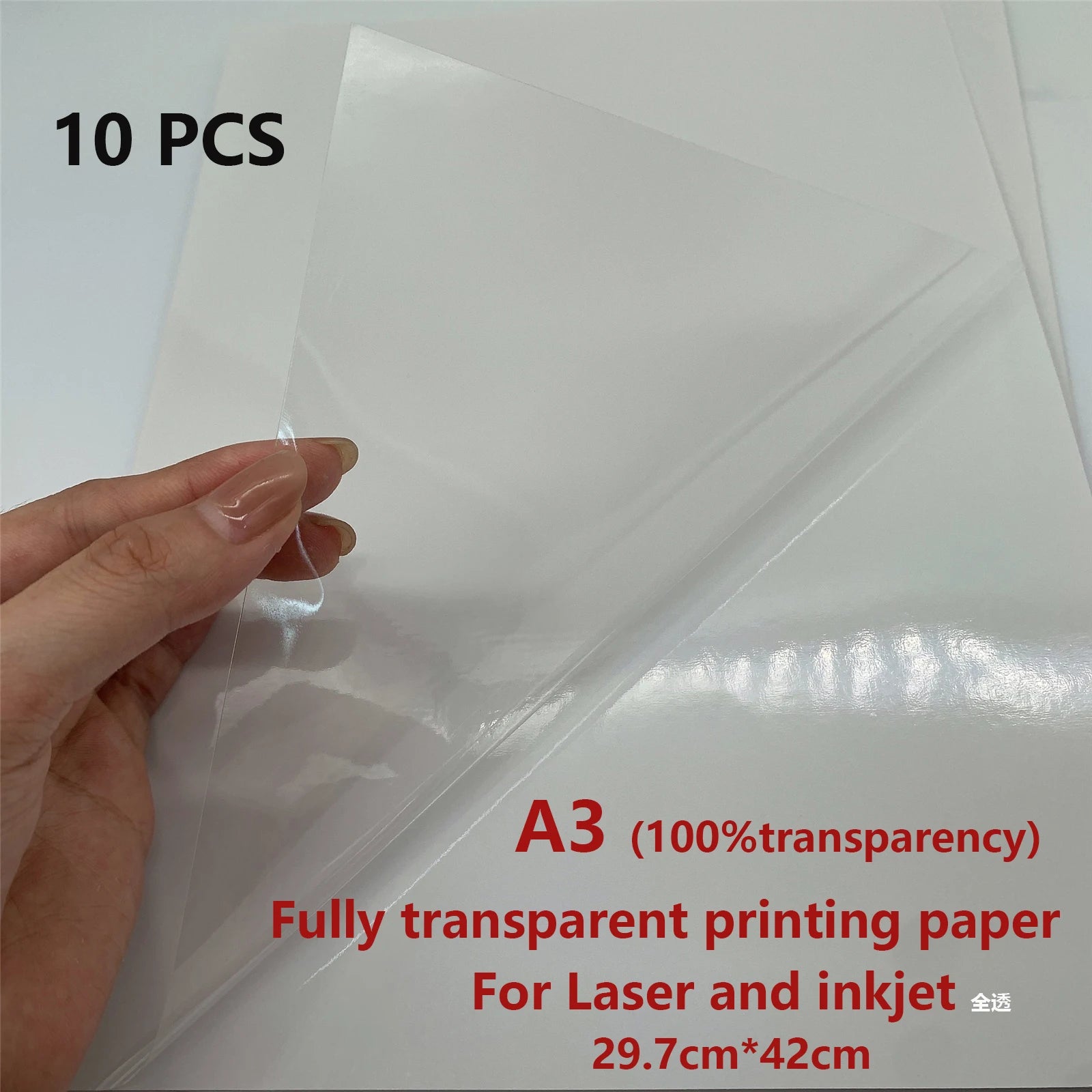50/10 Sheets A4 Transparent Printable Vinyl Sticker Paper Waterproof Self-Adhesive Glossy paper for Inkjet Printer DIY Crafts