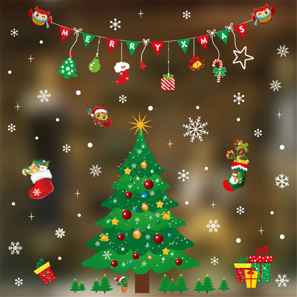 Christmas Window Stickers Merry Christmas Halloween Wall Stickers Xmas