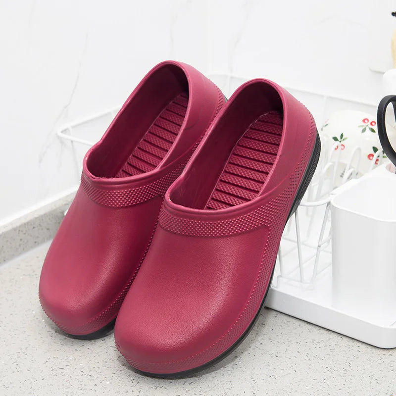 High Quality EVA Chef Shoes Non-slip Waterproof Oil-Proof Kitchen Cook Flat Working Shoes Hotel Restaurant Clogs Men Multicolor