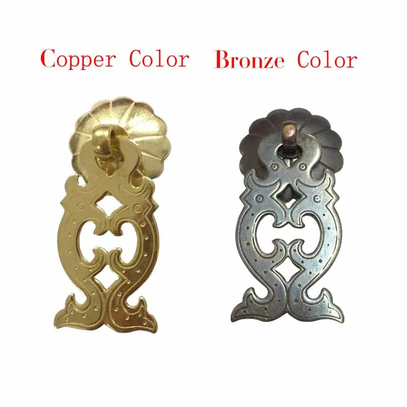 Vintage Fish Shape Small Brass Cabinet Knobs And Handles Handmade Ring Pull Drop Closet Drawer Door Furniture handles
