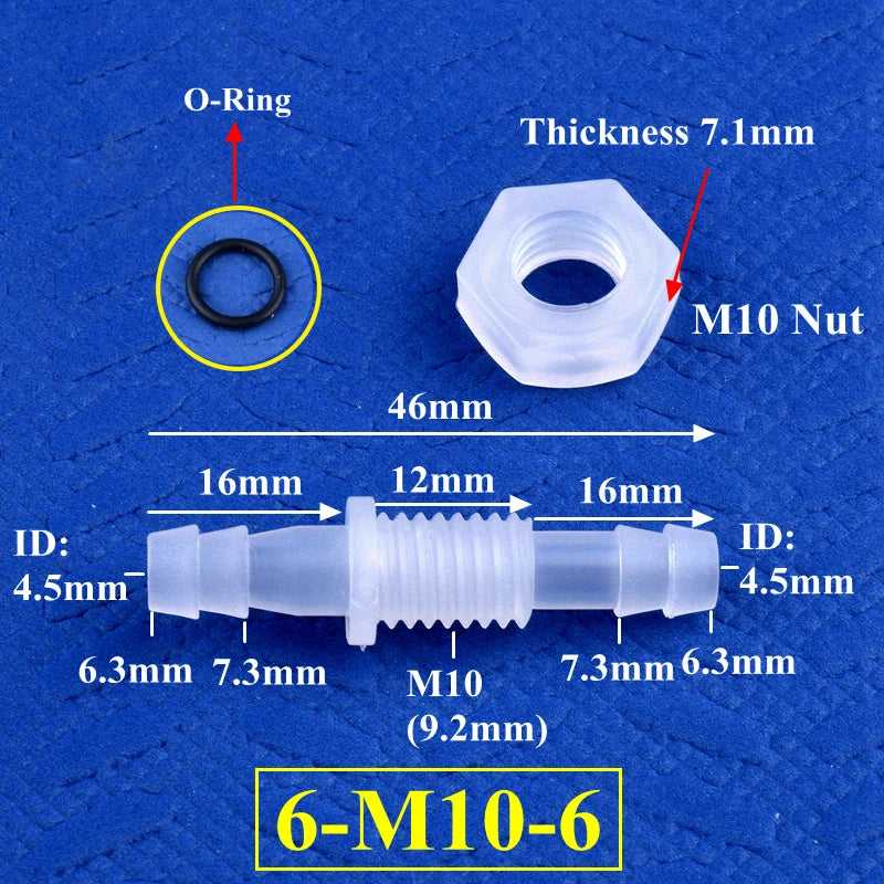 5~200Pcs M6~M10 To 3~8mm PP Pagoda Direct Connectors Hex Nut O-Ring Aquarium Tank Air Pump Adapter Garden Irrigation Hose Joint