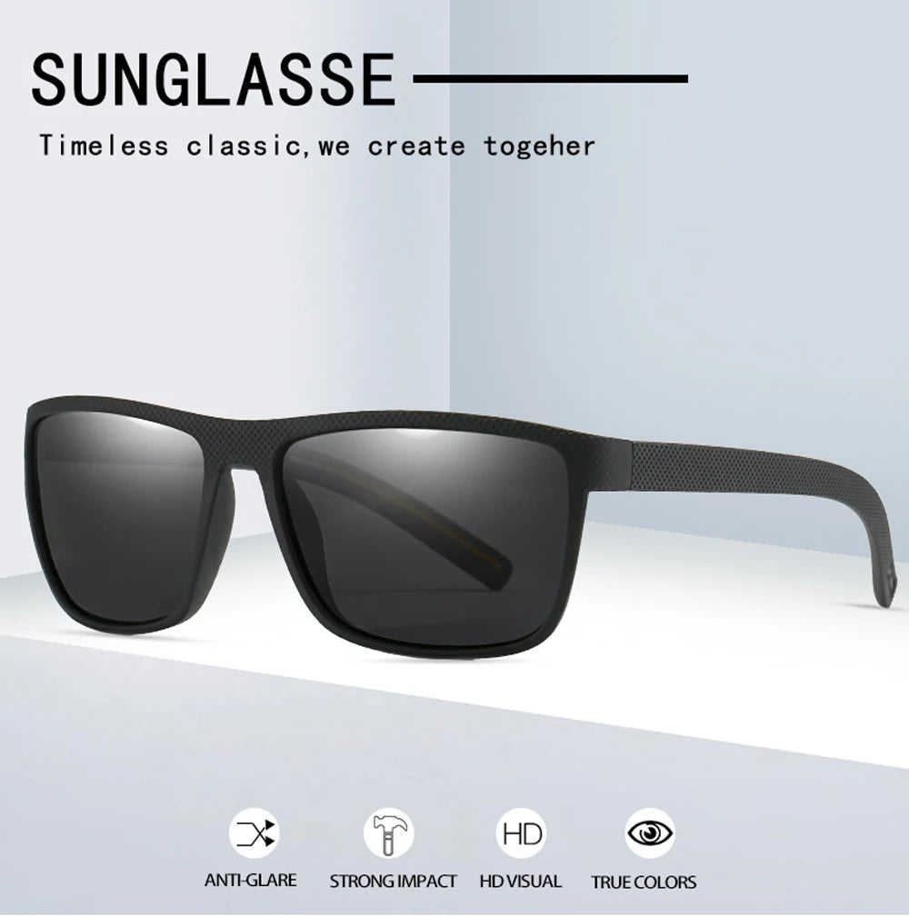 MUSELIFE Polarized Sunglasses for Men - Fashion Square Design Driving Eyewear in Plastic - Oculos de Sol for Travel
