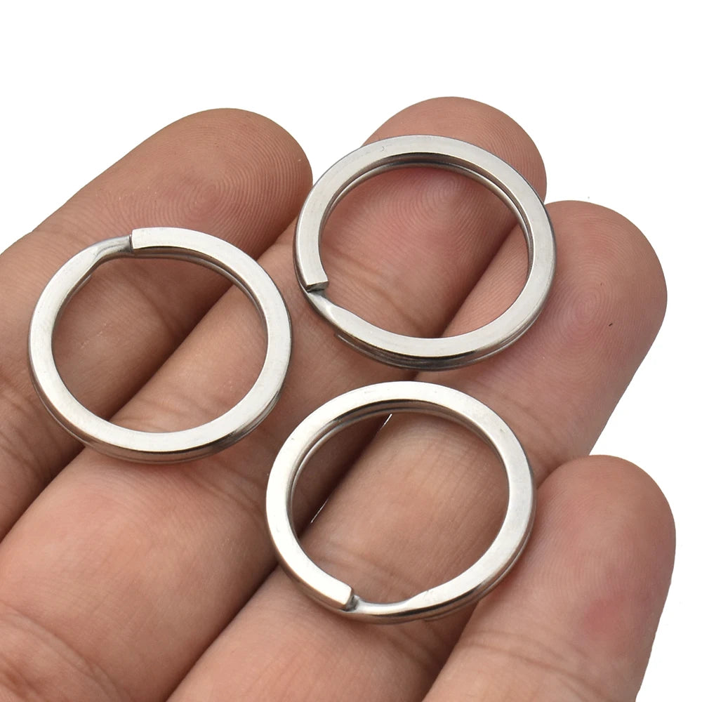 Aiovlo 20pcs/lot Stainless Steel Make Keychain Key Ring Flat