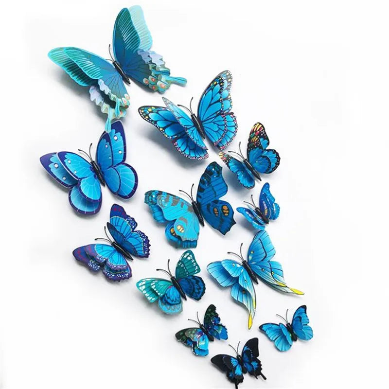 12Pcs 3D Double Layer Butterfly Wall Sticker on The Wall for Home Decor DIY Butterflies Fridge Magnet Stickers Room Decoration