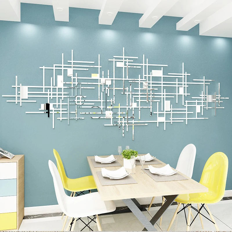 Simple Line Geometry Mirror Acrylic Wall Stickers, Living Room Wall Decoration, Originality 3D, DIY Home Decor