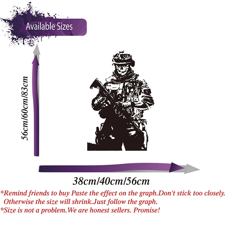 Solider Sniper Skull War Wall Sticker Playroom Military Army Gun Weapon Wall Decal Man Cave Living Room Vinyl Home Decor