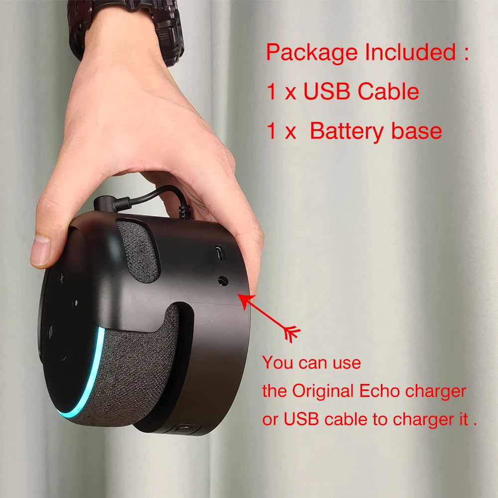 Battery Base for Echo Dot 3rd Gen Alexa Speaker Holder Mount Rechargable Docking Station For Echo Dot 3rd wireless Charger