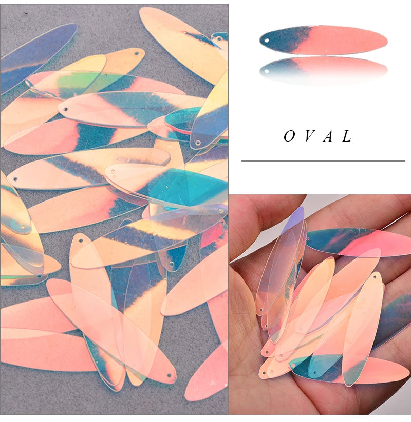 JUNAO 20g 10*40mm Glitter Large Sewing Shape Sequins Decoration leaves Sequin Paillette Material For Needlework Clothes Crafts