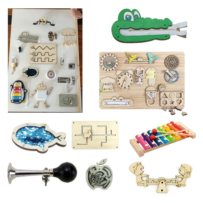 DIY Montessori Busy Board Toys for Children Sensory Activity