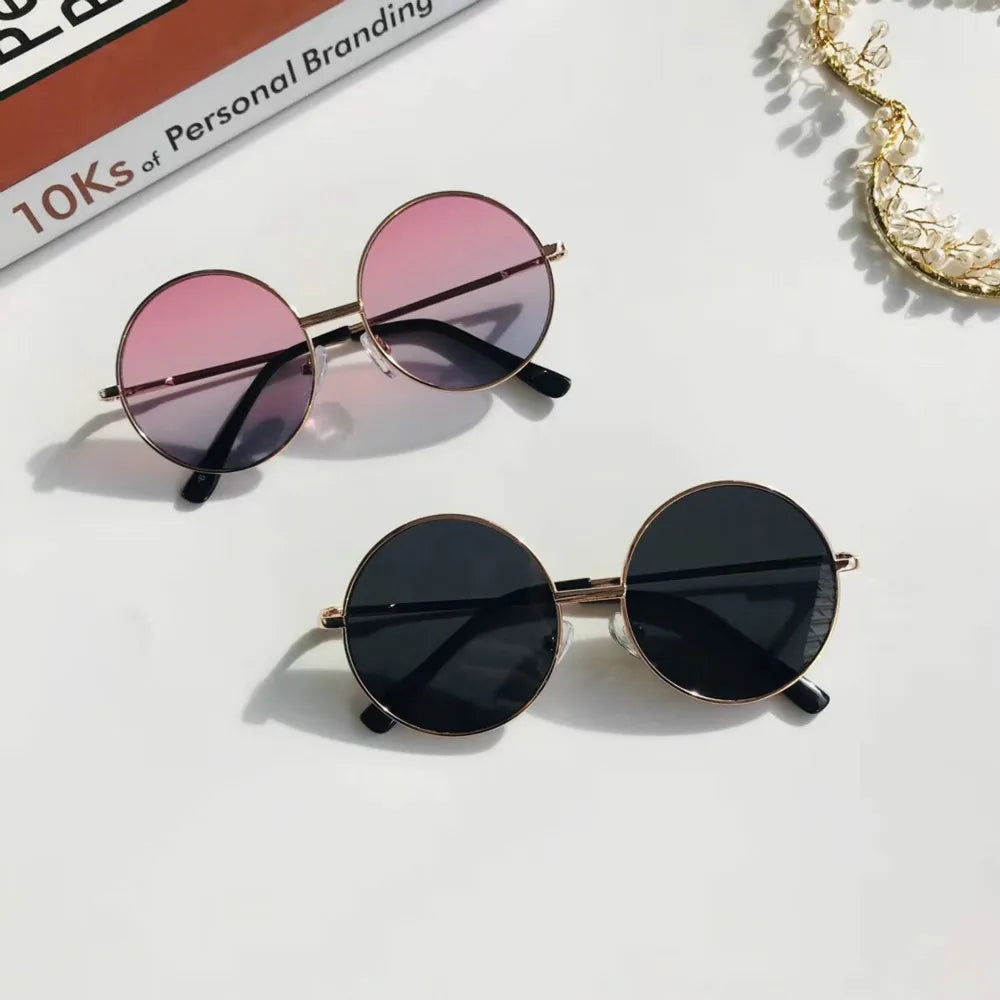 Retro Round Sunglasses Children 2-8 Years Old Baby Glasses British Style Metal Sun Sunglasses Visor Mirror Uv400