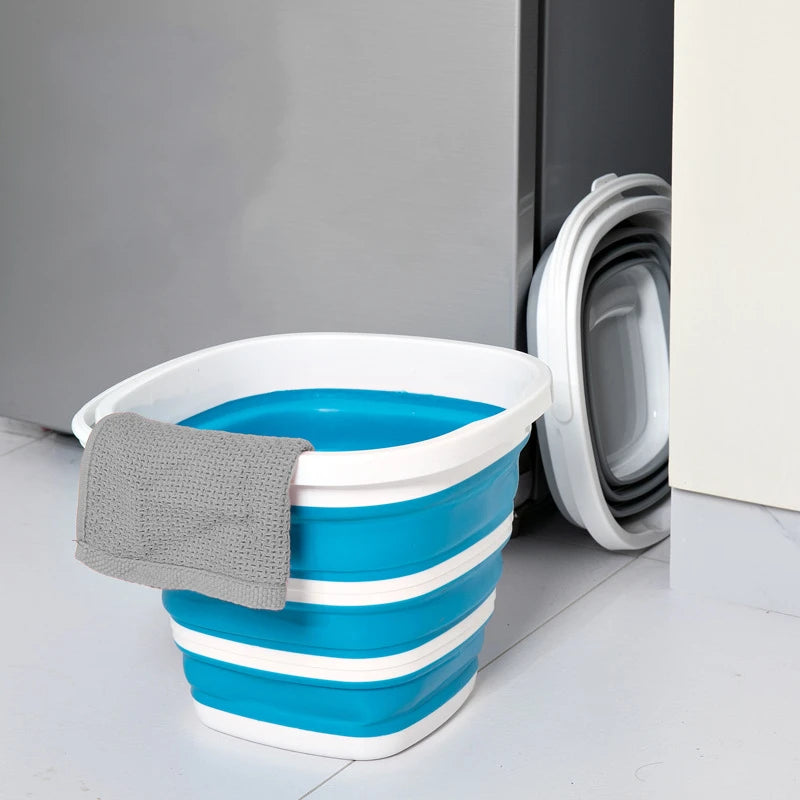 Silicone Bucket Fishing Folding Square Bucket Car Wash Outdoor Fishing Supplies Bathroom Kitchen Camp Bucket 5L/10L