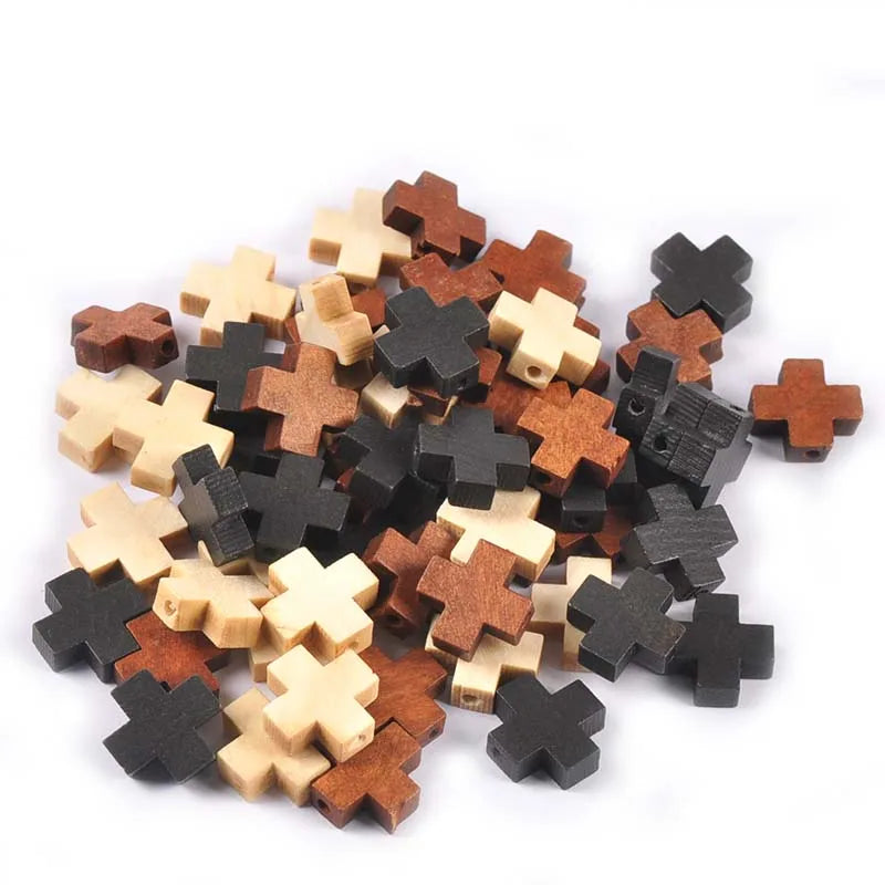 15x15mm 50Pcs Mixed Cross Unfinished Wooden Handmade Supplies Wood DIY Craft Scrapbook Home Decor Ornaments Accessories M2673