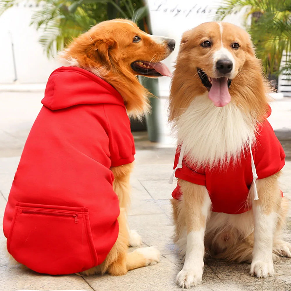 Sport Dog Hoodies for Medium and Large Dogs Warm Fleece Dog Sweatshirt with Hooded and Pocket Big Dog Clothes Winter Pet Outfits