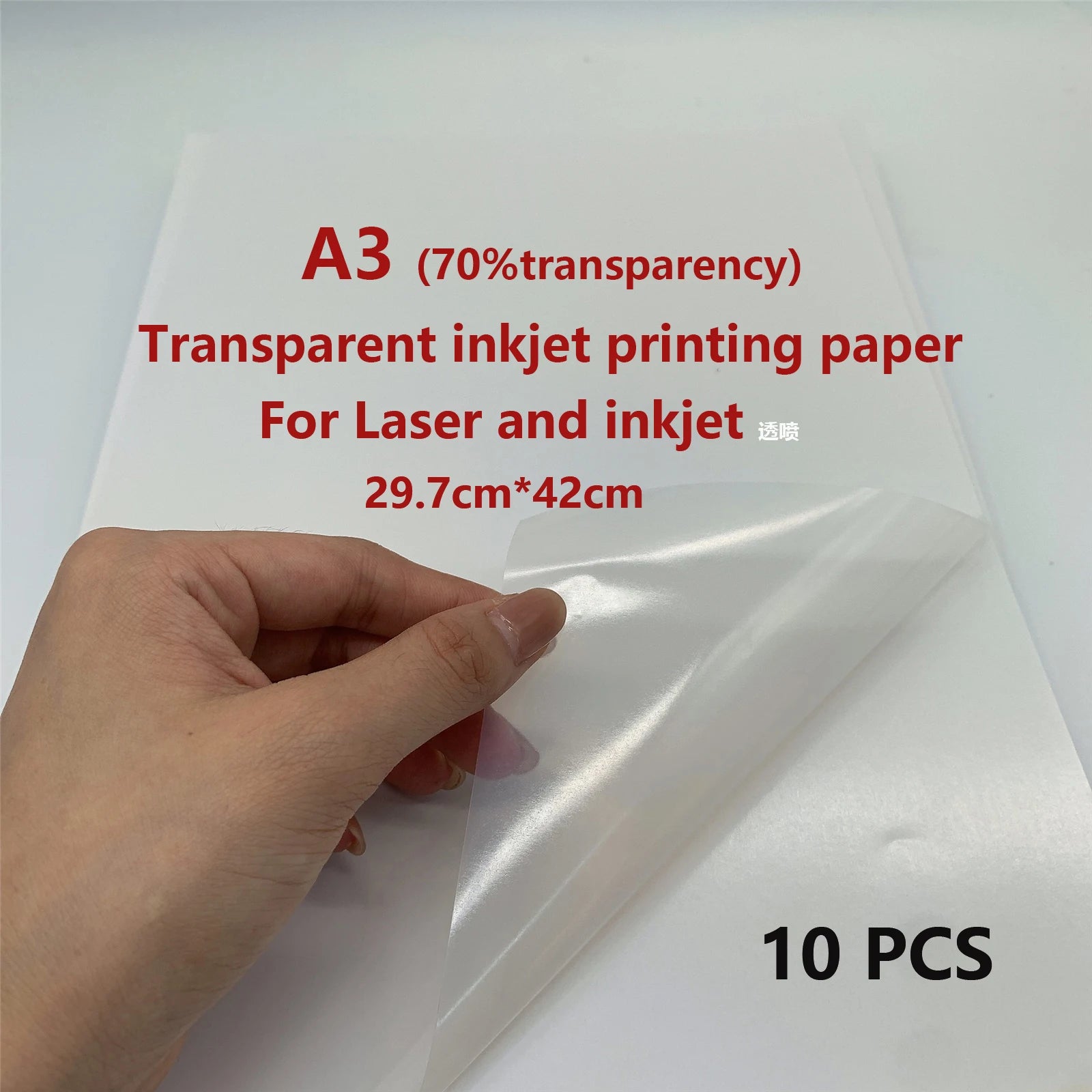 50/10 Sheets A4 Transparent Printable Vinyl Sticker Paper Waterproof Self-Adhesive Glossy paper for Inkjet Printer DIY Crafts