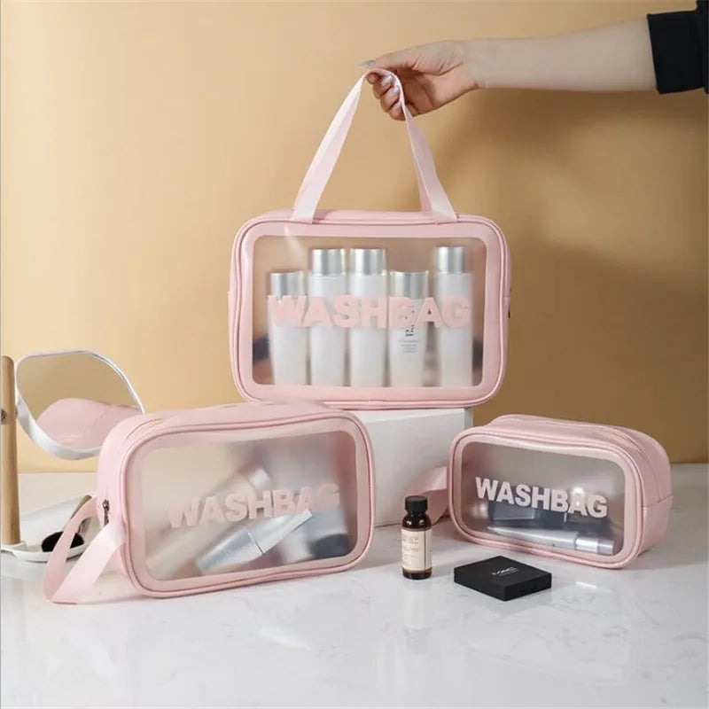 Women's Bag Portable Travel Wash Makeup Bag Clear Makeup Bag Waterproof Cosmetic Lettered Skin Care Makeup Beauty Bags