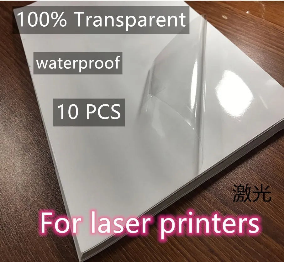 50/10 Sheets A4 Transparent Printable Vinyl Sticker Paper Waterproof Self-Adhesive Glossy paper for Inkjet Printer DIY Crafts