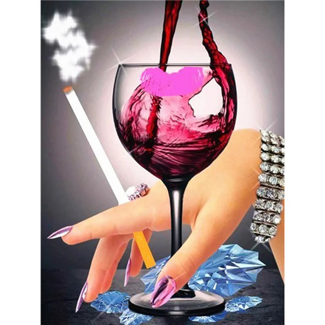 HOMFUN Full Diamond "Red Wine Glass" DIY 5D Diamond Painting Cross Stitch Home Decor Picture Of Rhinestone Handmade