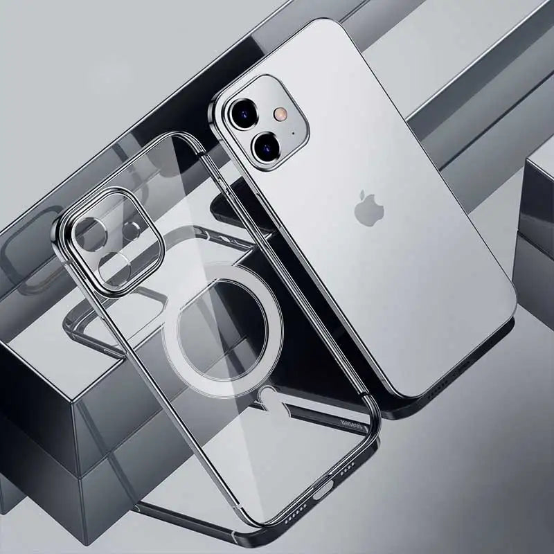 Luxury Plating Silicone Magnet Case For iPhone 14 13 12 11 Pro Max 12 13Mini Wireless Charger Magsafing Electroplate Soft Covers