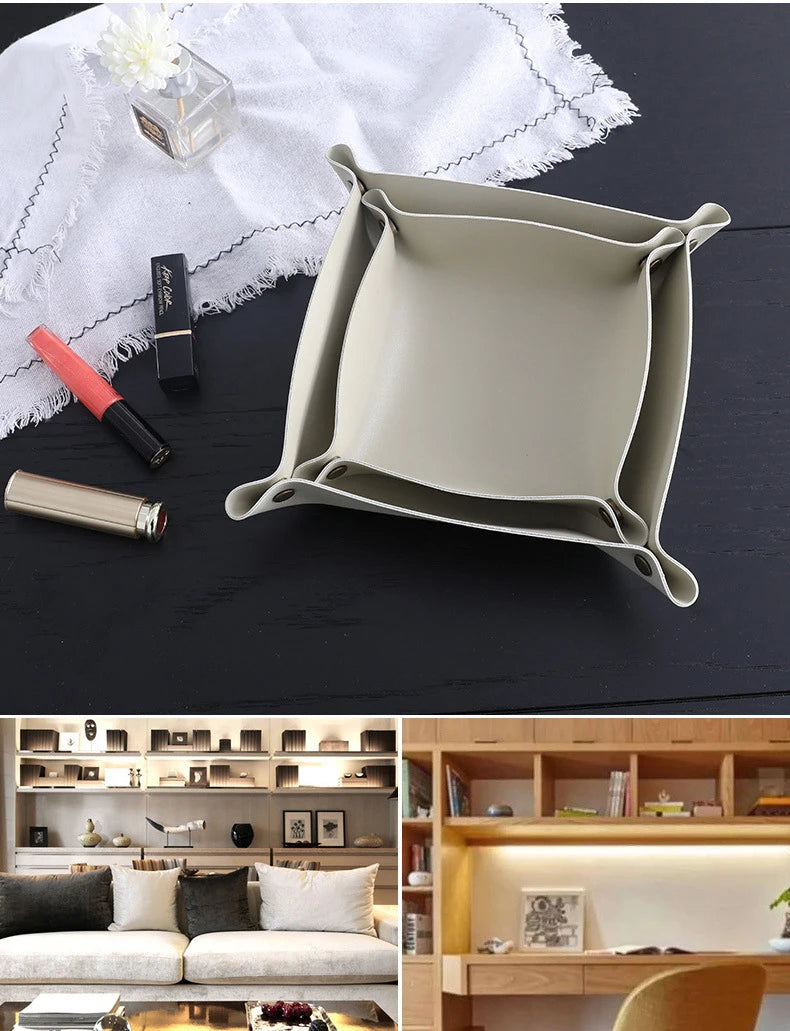 Trays Leather Personalized Desk Organizer Desktop Storage Box for Jewlery Key Cosmetics Glasses Headphone Wallet Office Home Use