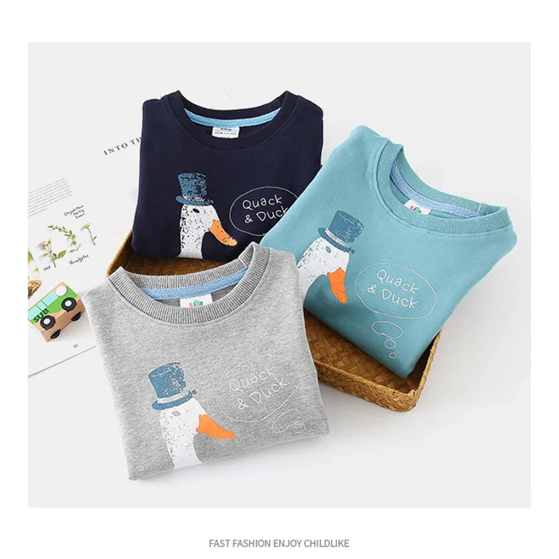 2025 Spring Autumn Korea Style 2 3 4 6 8 10 Years Children'S Birthday Long Sleeve Cartoon Animal Print Kids Baby Boy Sweatshirt