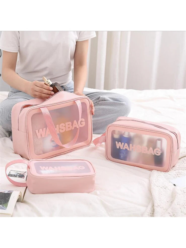 Women's Bag Portable Travel Wash Makeup Bag Clear Makeup Bag Waterproof Cosmetic Lettered Skin Care Makeup Beauty Bags