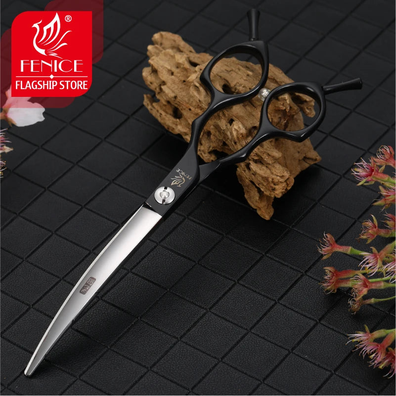 Fenice Professional symetrical handle colorful 6.5 inch pet dog curved animal grooming scissors