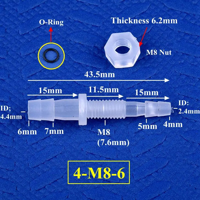 5~200Pcs M6~M10 To 3~8mm PP Pagoda Direct Connectors Hex Nut O-Ring Aquarium Tank Air Pump Adapter Garden Irrigation Hose Joint